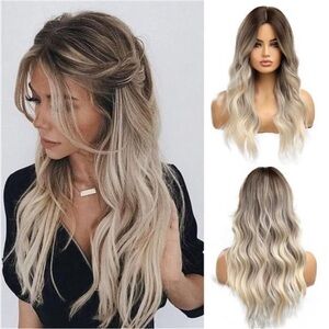 Womens Natural  Hair Heat Resistant Ombre Brown to Blonde NEW